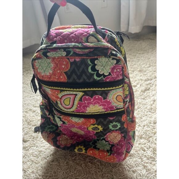 Vera Bradley Quilted Campus Backpack Ziggy Zinnia Pattern (Ret) Multi Cotton EUC main image 14